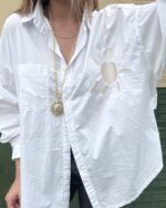 Camisa popelina bordada blanca sol - Imagen 2
