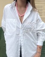 Camisa popelina bordada blanca sol