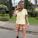 Mini falda ondas seda ligera