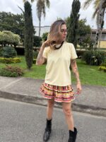 Mini falda ondas seda ligera