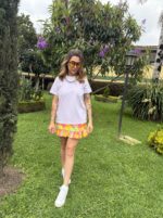 Mini falda cuadros seda ligera