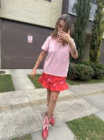 Mini falda flores seda ligera - Imagen 3