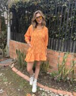 Vestido naranja soles corto