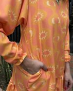 Vestido naranja soles corto - Imagen 2