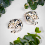 Aretas puma en bronce con baño de plata