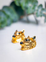 Aretas lobo bronce con baño de oro 24k - Imagen 2
